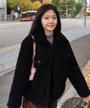 여성 보아 카라 반코트-블랙