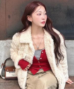 여성 보아 카라 반코트-오트밀