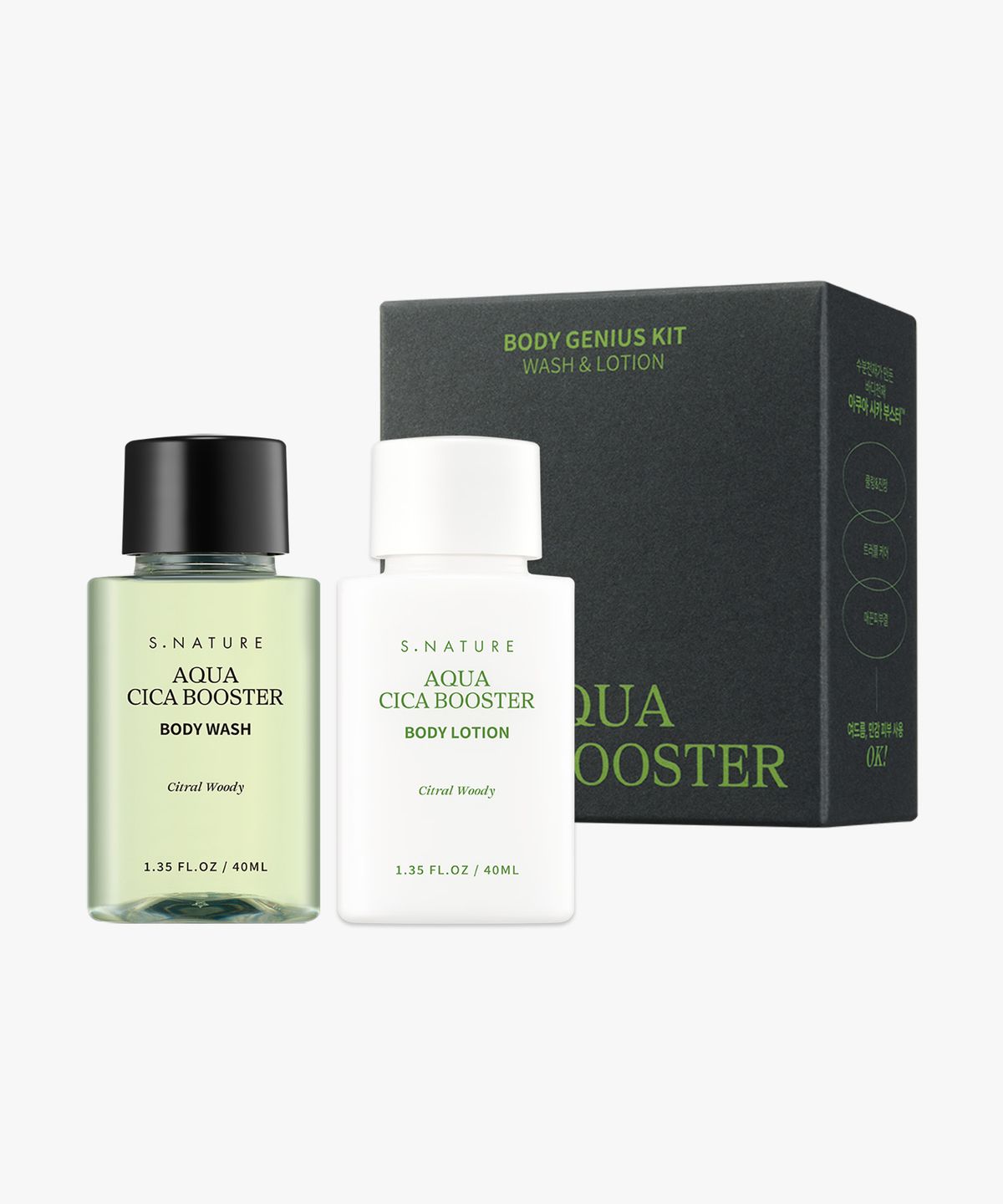 에스네이처(S.NATURE) 아쿠아 시카 부스터 바디 지니어스 키트(워시 40ml+로션 40ml)