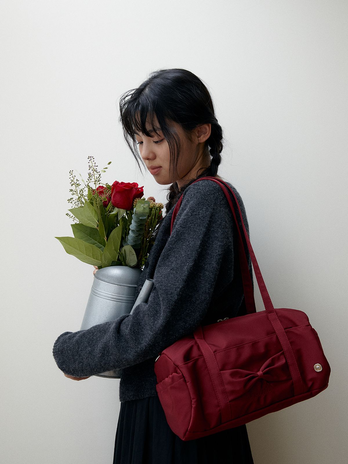 오부니(OVUNI) 플러피 리본백_루비 레드