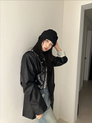 페이크 레더 싱글 자켓 [BLACK] / WBE3L09515