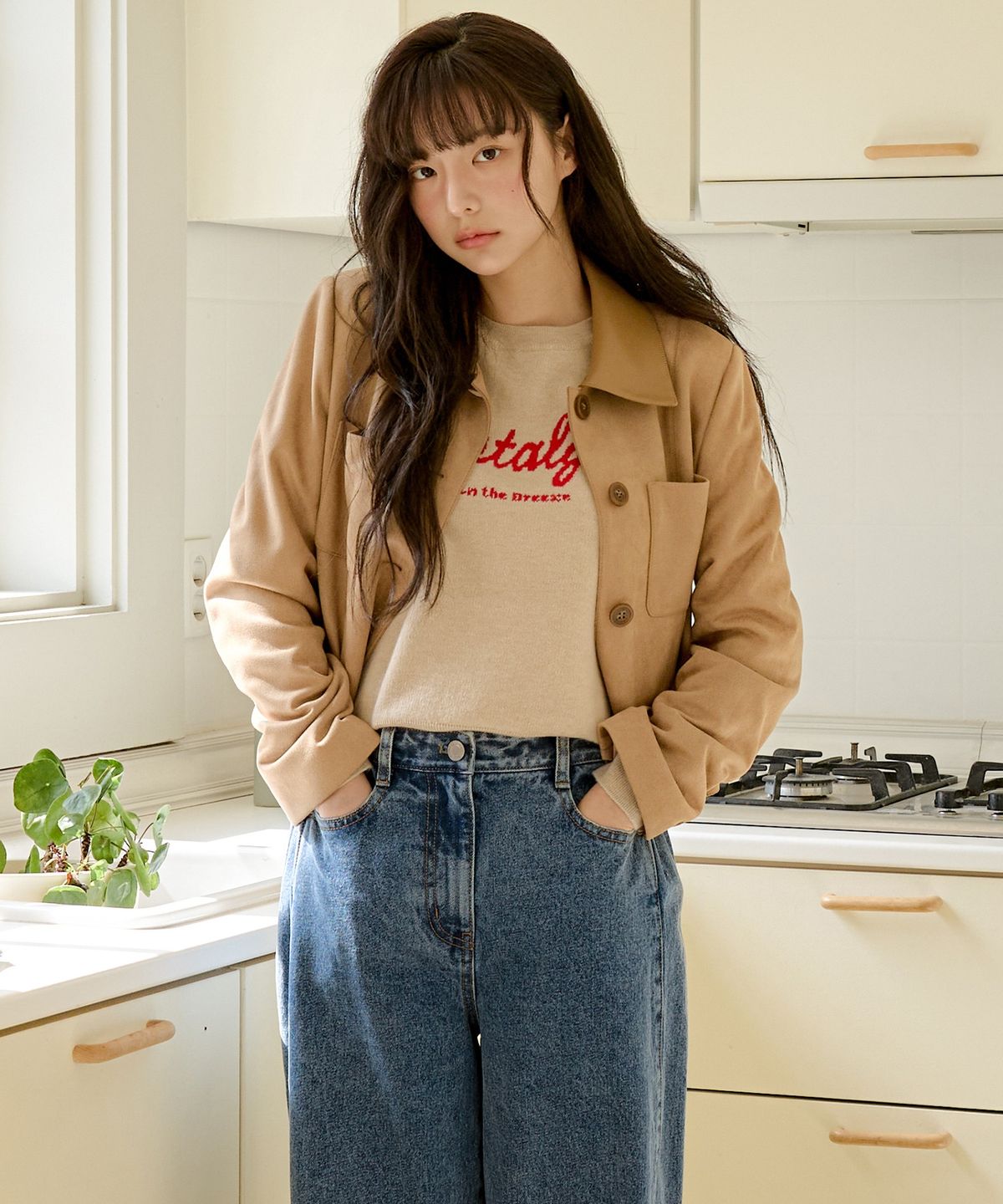 올리브 데 올리브(OLIVE DES OLIVE) 레터링 라운드 풀오버 OK5AP8900