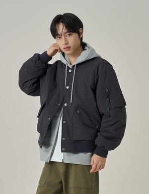 나일론 봄버 자켓 차콜