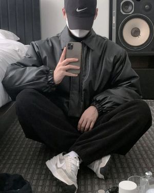 Kara Leather Padding Jacket  (black)