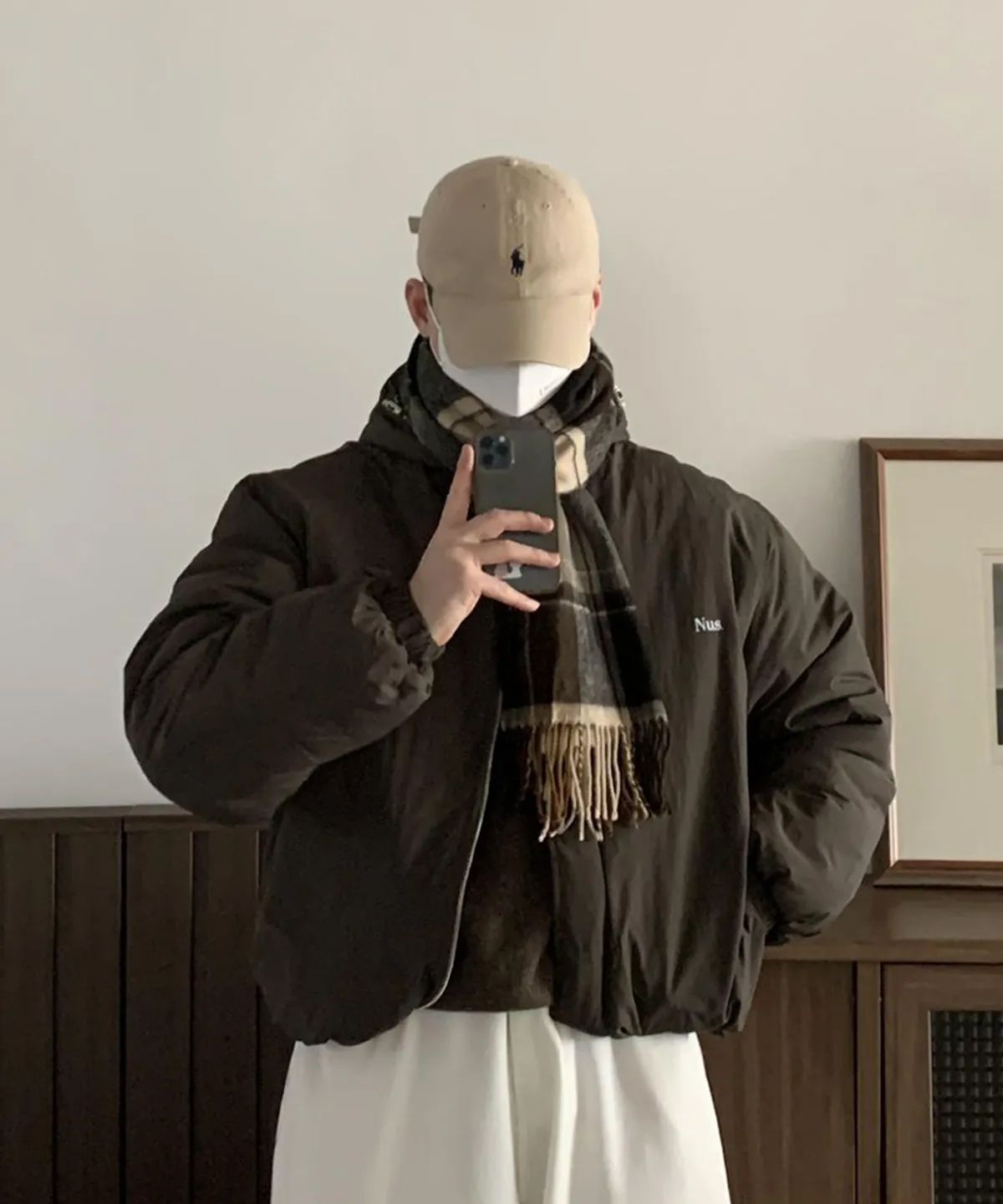 너스(NUS) YEI Logo Hood Padding Jacket (brown)