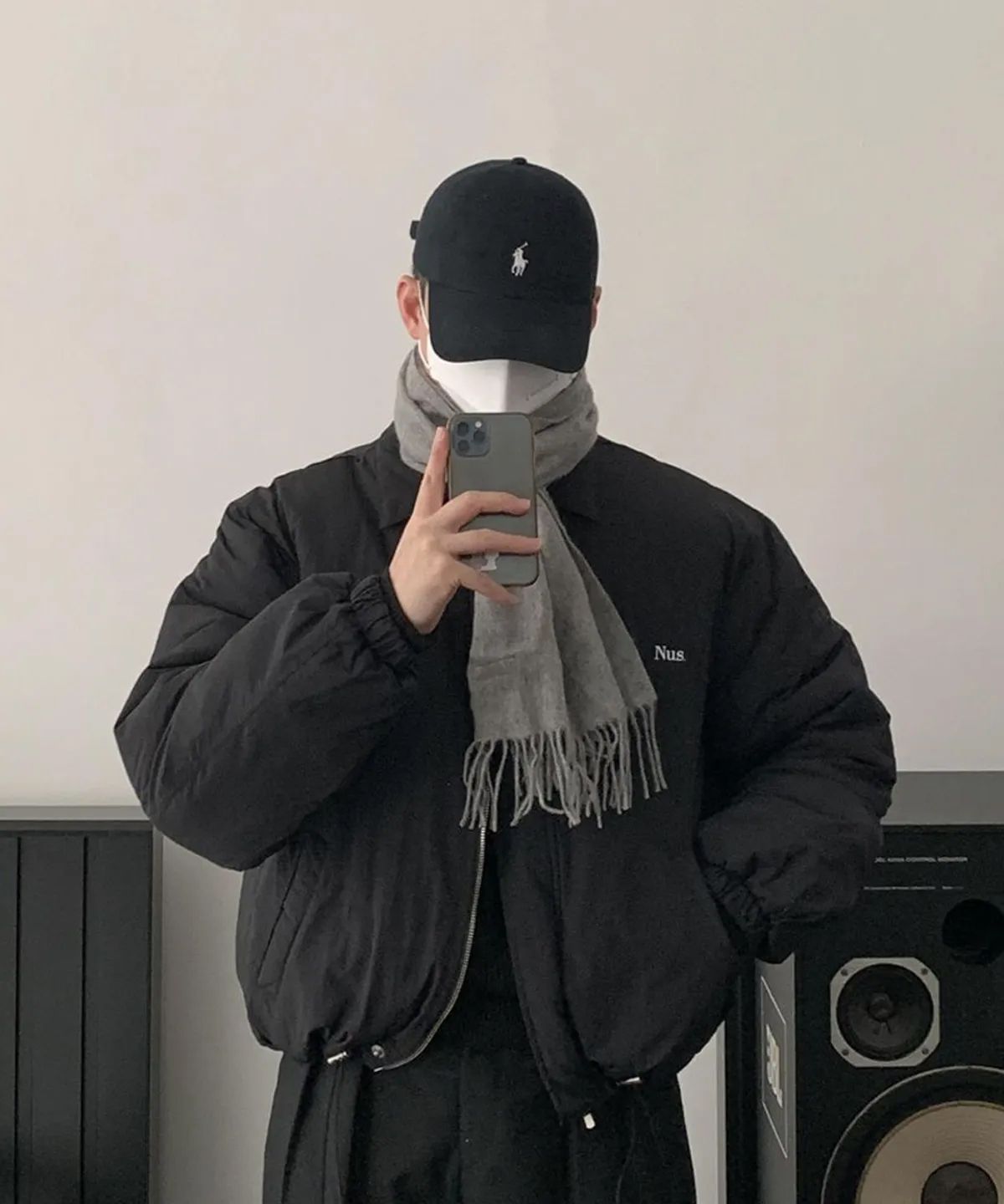 너스(NUS) YEI Logo Padding Jacket (black)