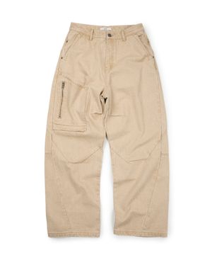 SIDE POCKET CURVED DENIM (BEIGE)