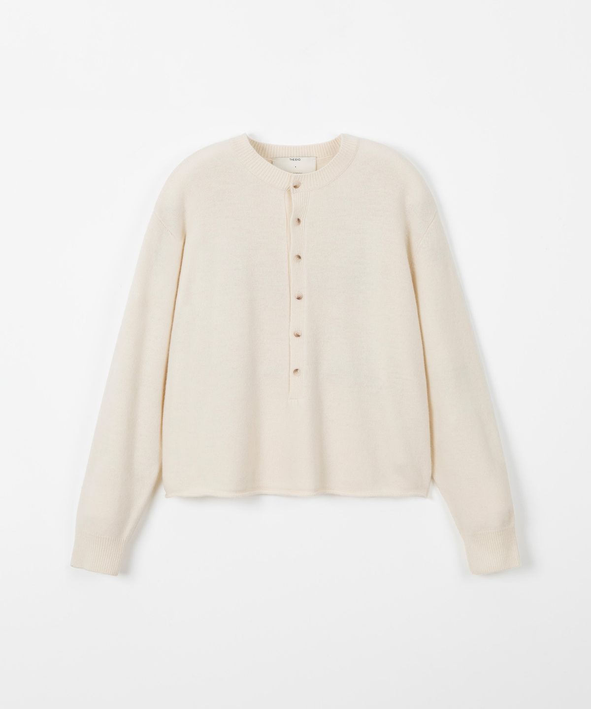 디앤드퀘스천(THEENDQUESTION) Button half-open knit top / WHITE