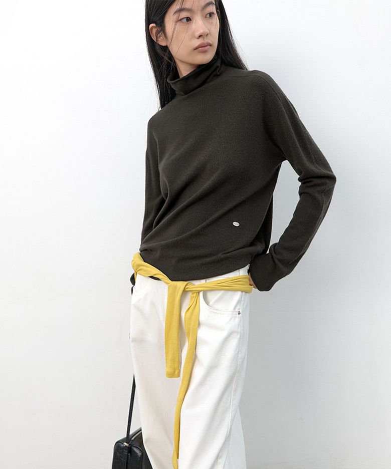 ESSENTIAL WHOLE GARMENT LOOSE FIT HIGH NECK KNIT(T-7140)