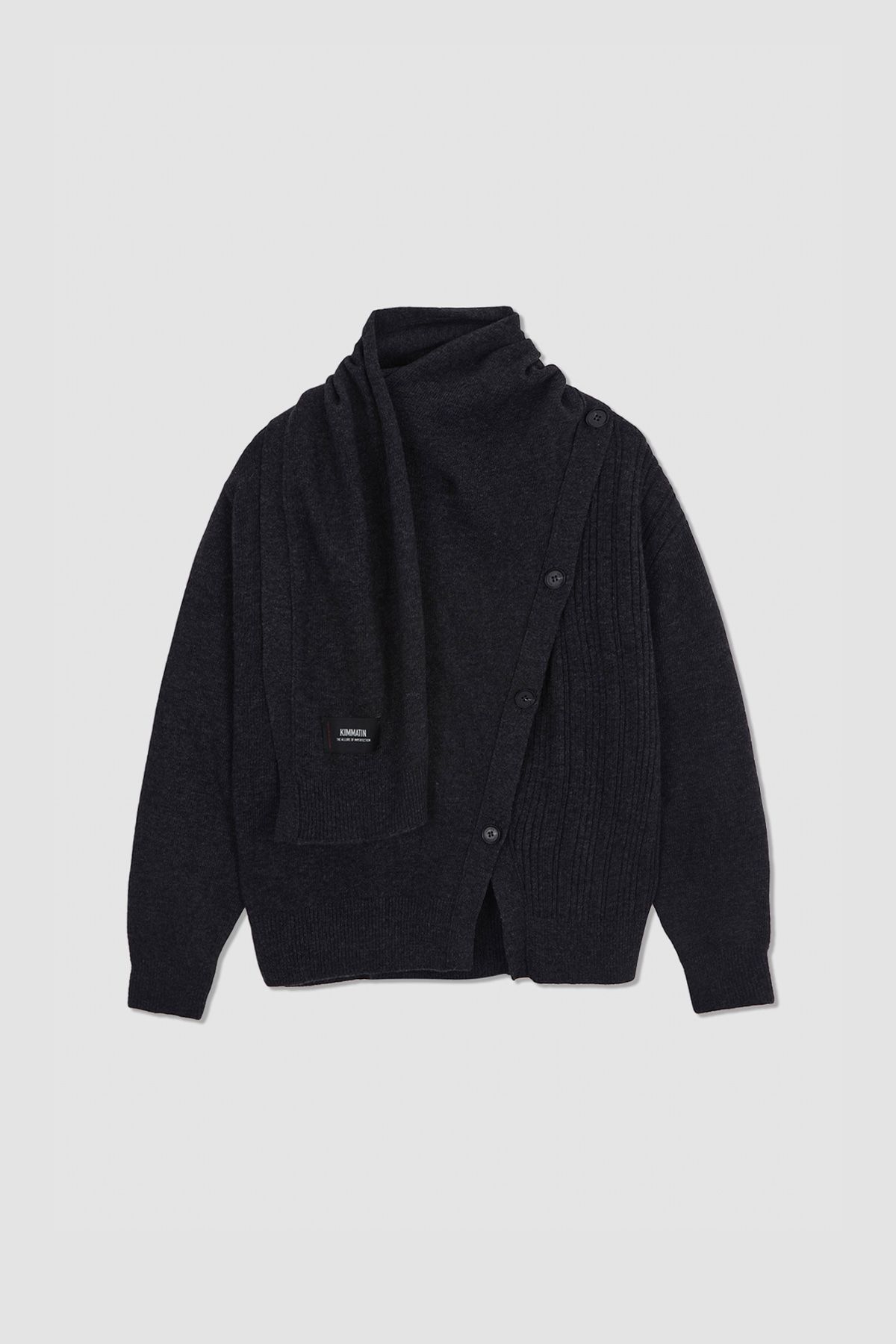 MUSINSA公式 | MATIN KIM [KIMMATIN] MUFFLER CARDIGAN IN CHARCOAL