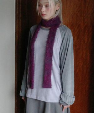 TF 스트라이프 래글런 슬리브 티셔츠 (라이트 퍼플/카키)