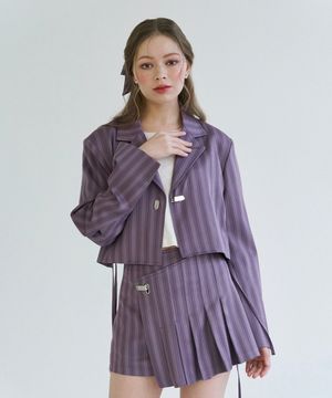 Pleats crop jk - purple stripe