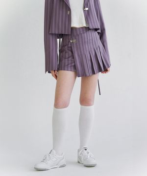 Pleats wrap sk - purple stripe