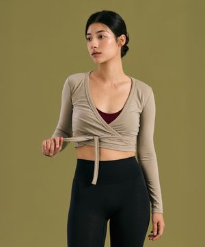 Yoga Wrap Cardigan (Stone Beige)