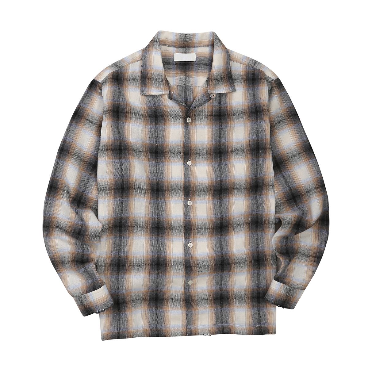 이이이알알알(EEERRR) EEERRR Damage washing  over-crop fit check long shirt (Blue)