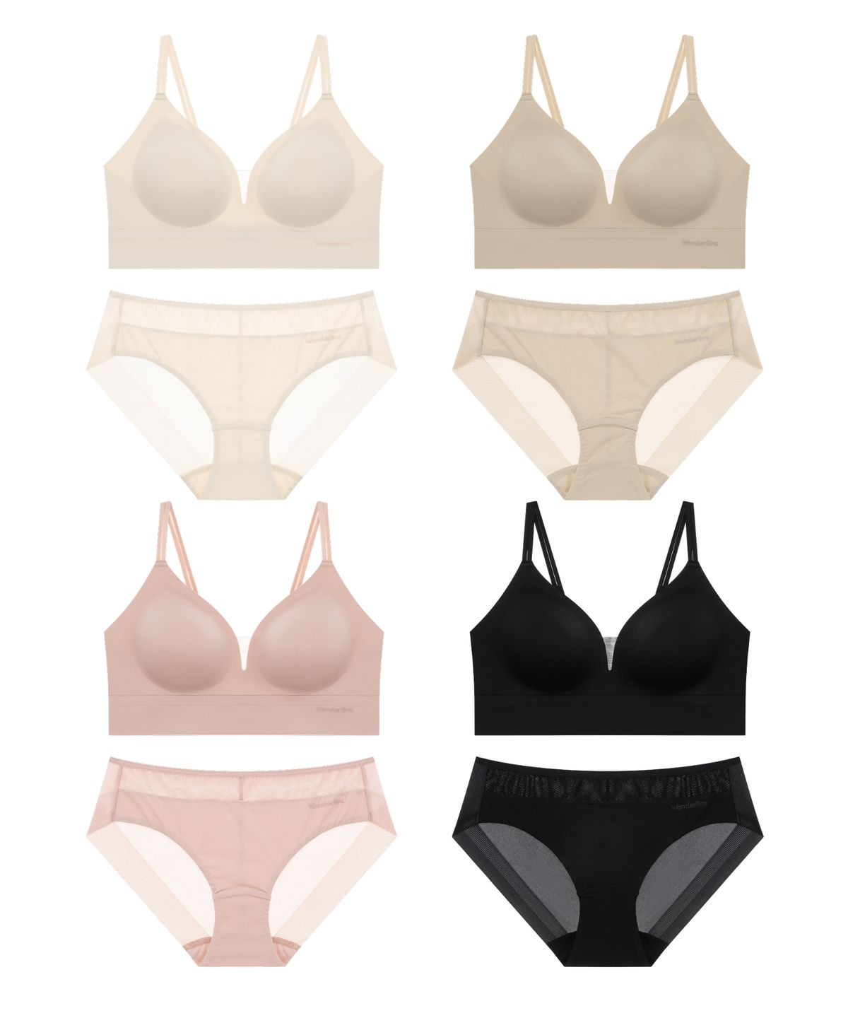 원더브라(WONDERBRA) [4PACK] [스킨팔레트] 스킨마일드 노와이어 브라팬티 세트