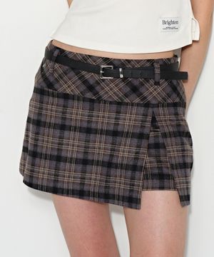 트임 미니 스커트 팬츠 체크