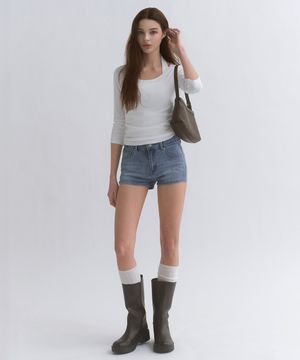 우먼즈 마이크로 데님 쇼츠 [라이트 인디고]