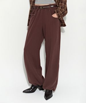 진 포켓 와이드 팬츠 브라운