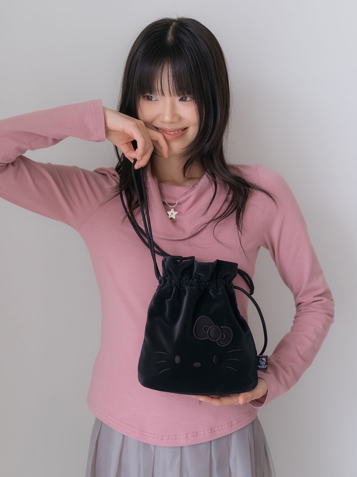 조셉앤스테이시(JOSEPH&STACEY) Drawstring Cross Hello Kitty Haze Black