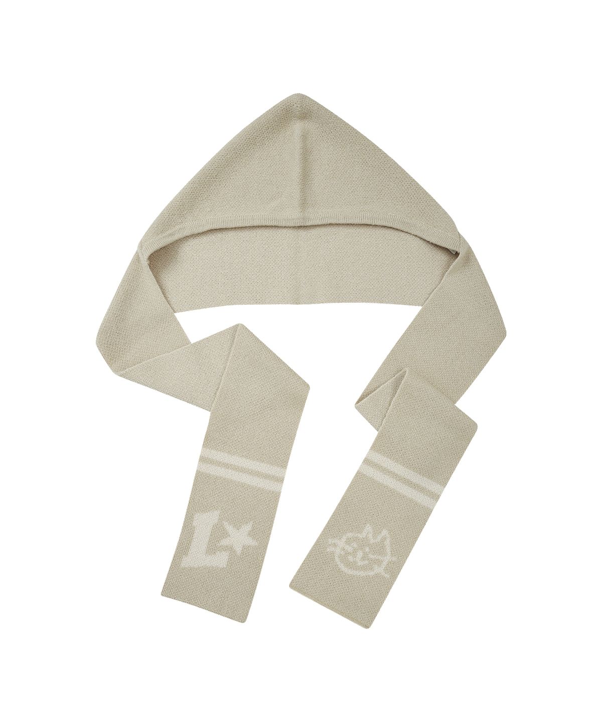 엘엠알(LMR) 그래픽 포인트 니트 후드 머플러 BEIGE