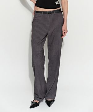 스트라이프 세미 와이드 슬랙스 차콜