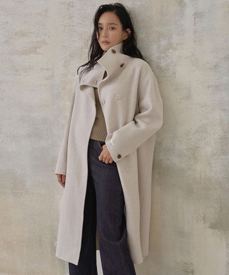 WOOL HANDMADE 하이넥 롱코트