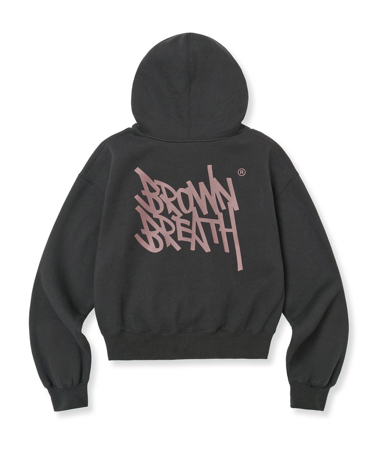 브라운브레스(BROWNBREATH) W TAG CROP HOODIE - CHARCOAL