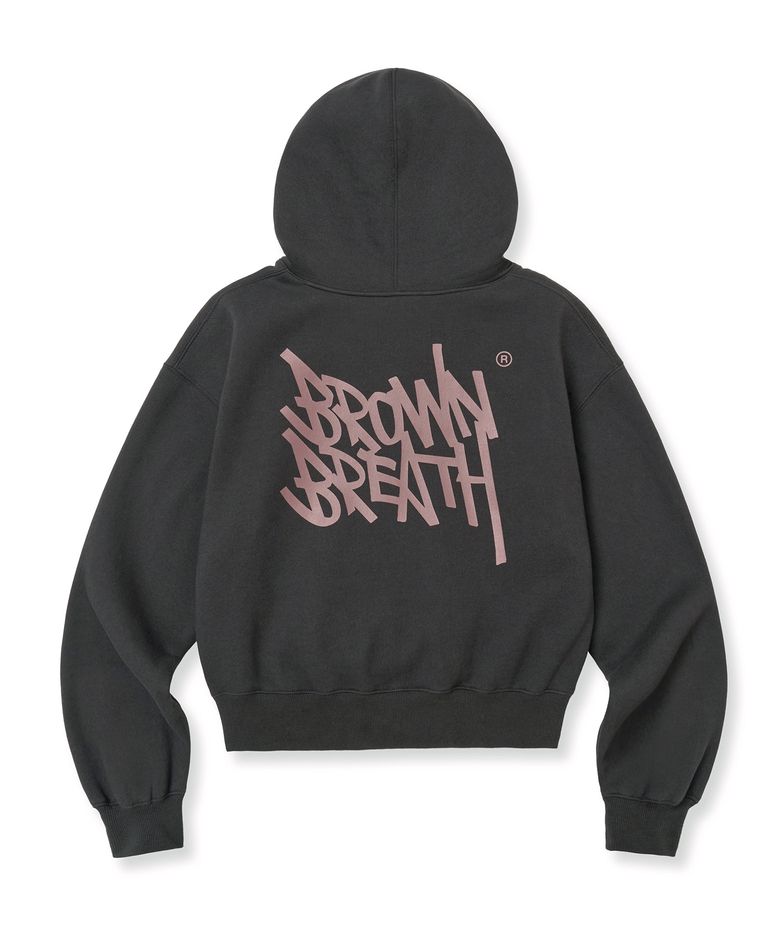W TAG CROP HOODIE - CHARCOAL