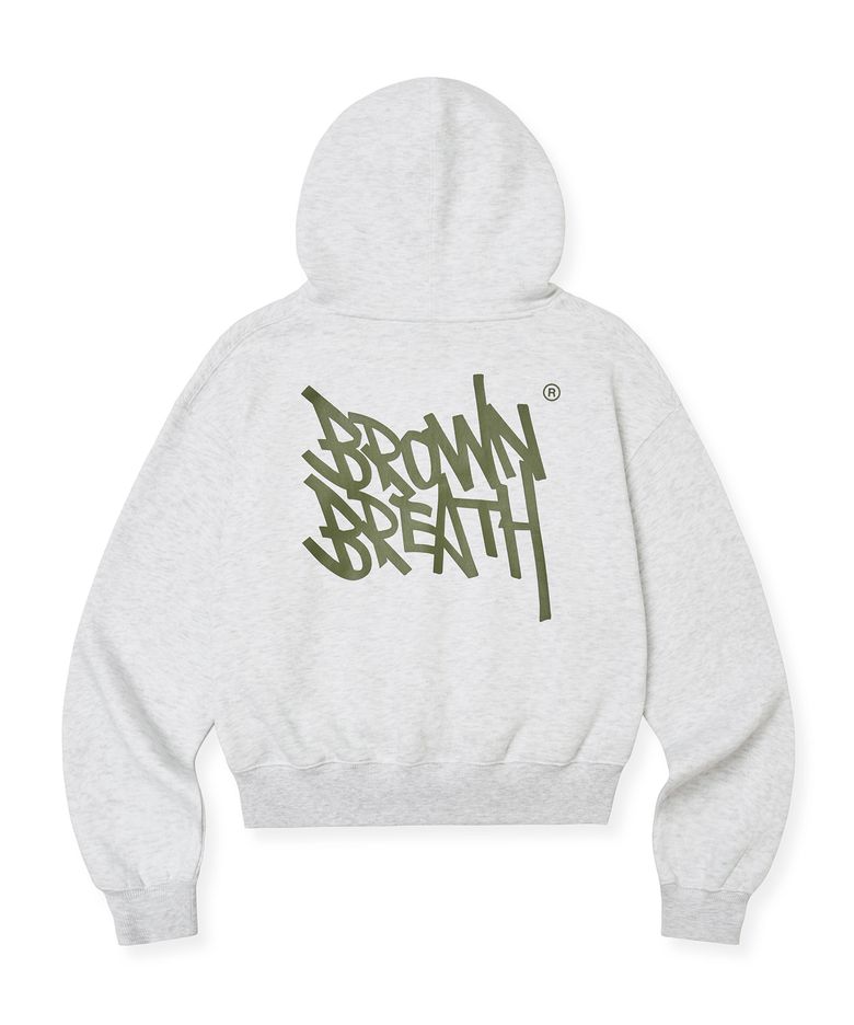 W TAG CROP HOODIE - ASH