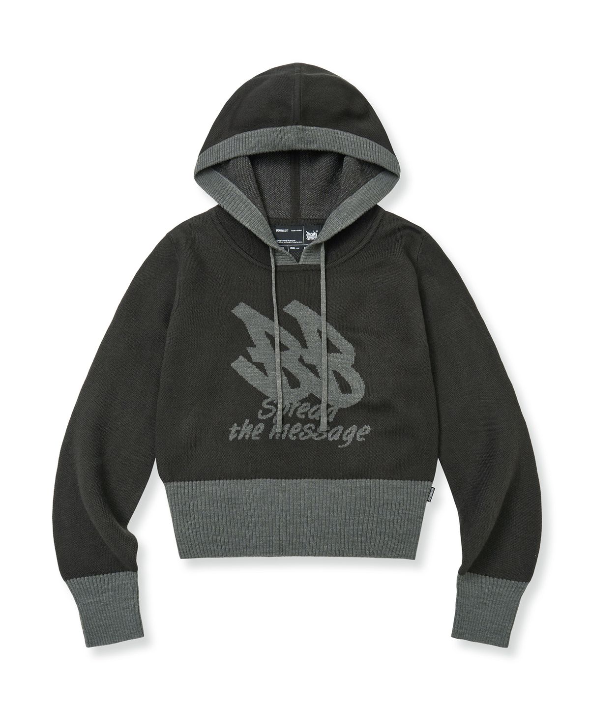 브라운브레스(BROWNBREATH) W BB SLIM FIT KNIT HOODIE - CHARCOAL