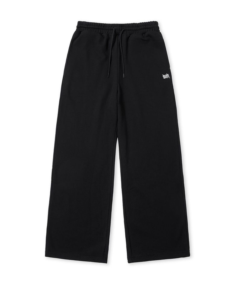 TAG WIDE SWEAT PANTS - BLACK