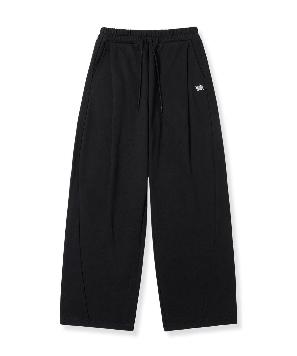 브라운브레스(BROWNBREATH) TAG TWO TUCK WIDE SWEAT PANTS - BLACK