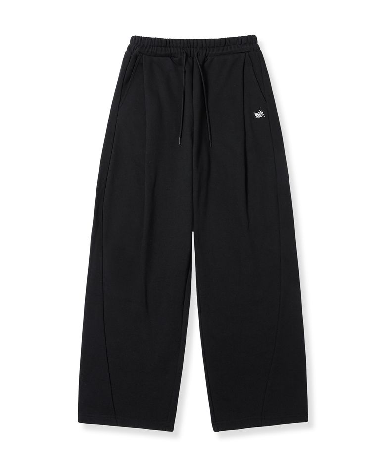 TAG TWO TUCK WIDE SWEAT PANTS - BLACK