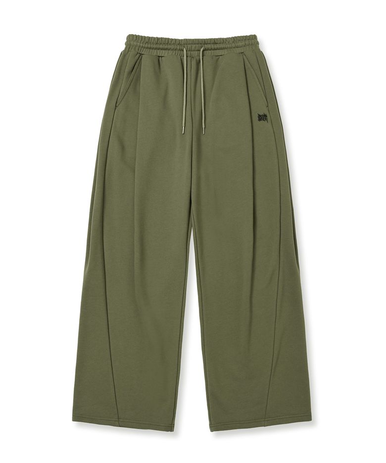 TAG TWO TUCK WIDE SWEAT PANTS - KHAKI