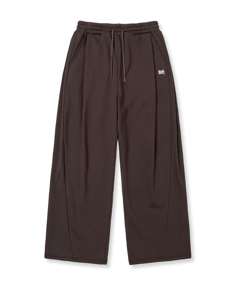 TAG TWO TUCK WIDE SWEAT PANTS - DARK BROWN