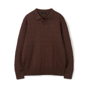소프트 케이블 오픈카라 머슬 니트[브라운]