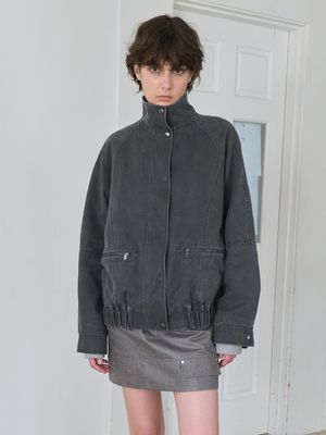 High-neck Pigment Blouson Jacket in Charcoal VW5AM064-9E