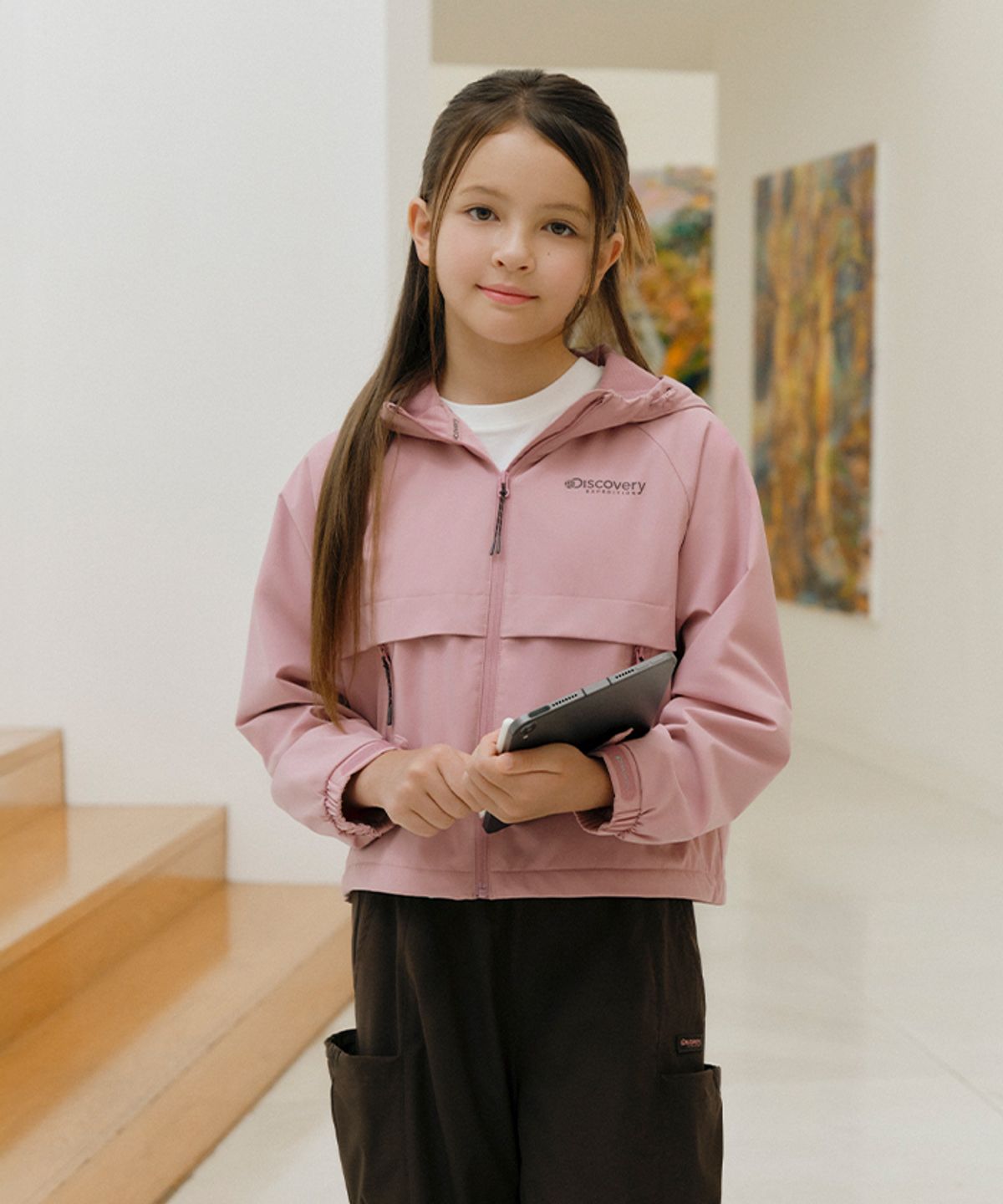 디스커버리 키즈(DISCOVERY KIDS) 여아 윈터라이프 우븐 후드 자켓 (PINK)