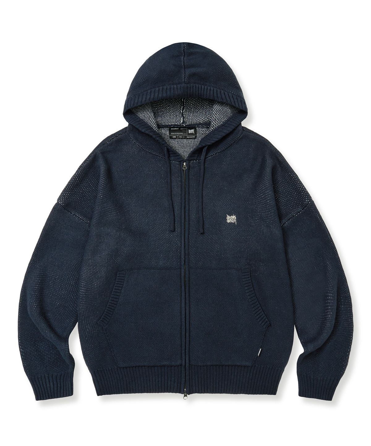브라운브레스(BROWNBREATH) TAG KNIT HOOD ZIP UP - NAVY