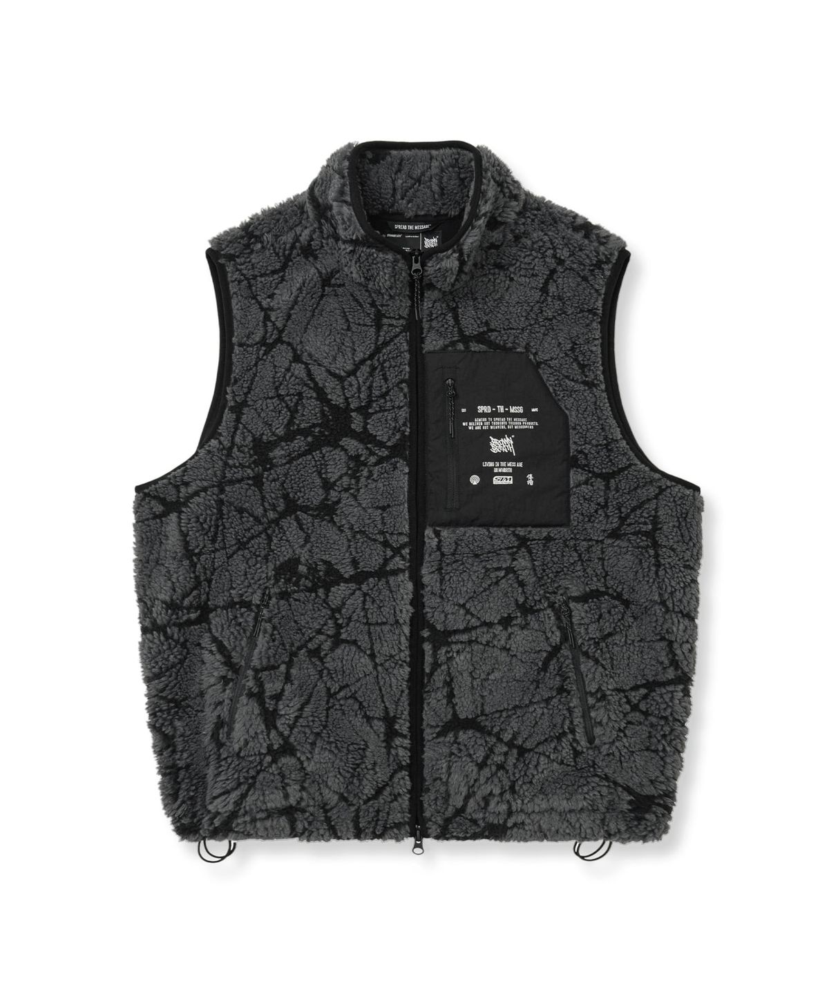 브라운브레스(BROWNBREATH) SPRAWL FLEECE PATTERN VEST - CHARCOAL