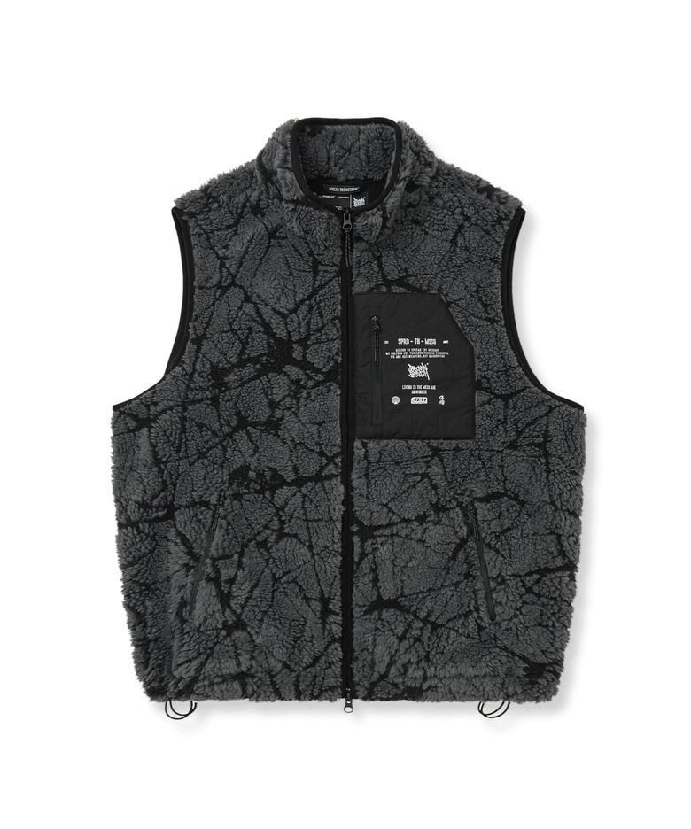 SPRAWL FLEECE PATTERN VEST - CHARCOAL