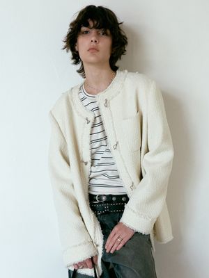 (사이즈추가)Trimmed Hook Midi Tweed Jacket VW5AJ230_2color