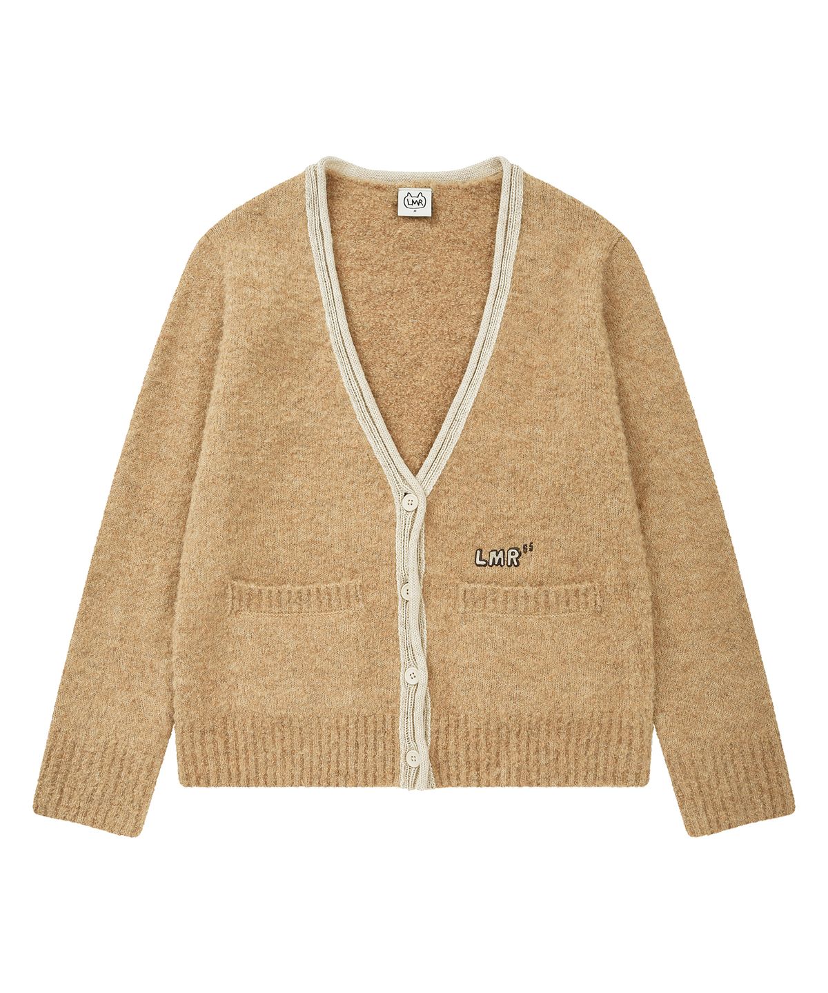 엘엠알(LMR) 배색 포인트 부클 가디건 BEIGE