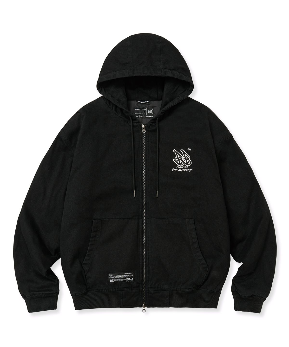 브라운브레스(BROWNBREATH) BB TWILL WASHED HOOD ZIP UP - BLACK
