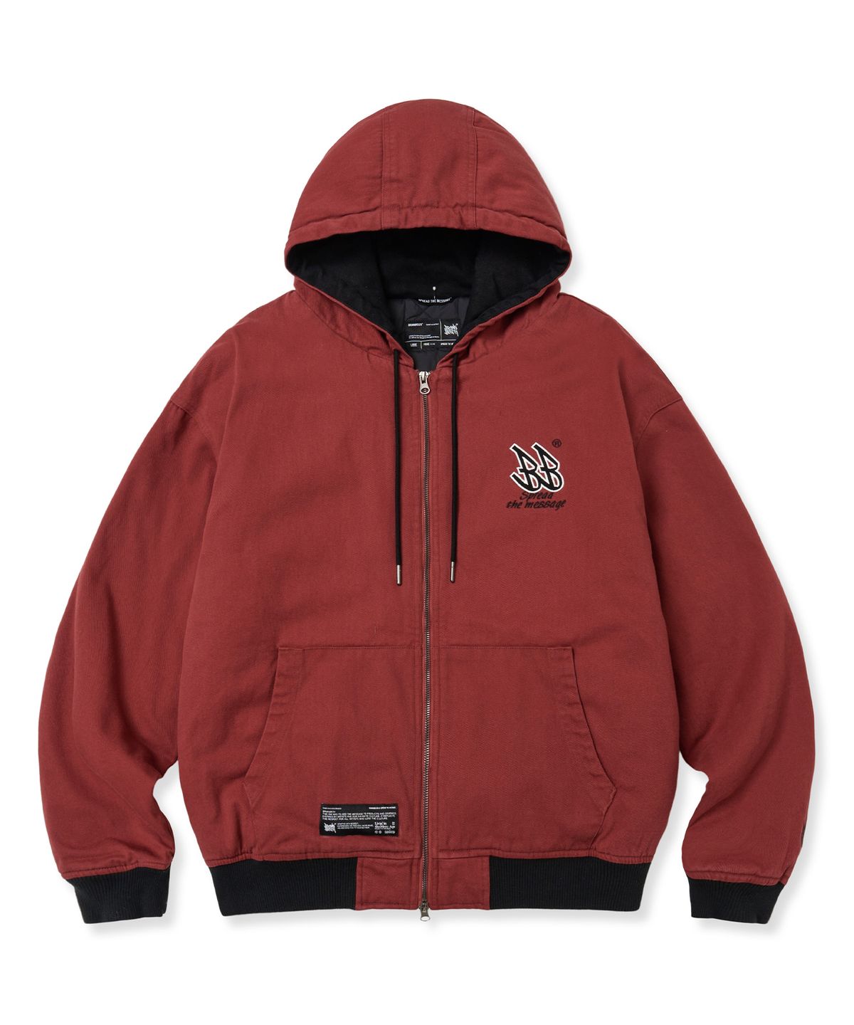브라운브레스(BROWNBREATH) BB TWILL WASHED HOOD ZIP UP - BURGUNDY