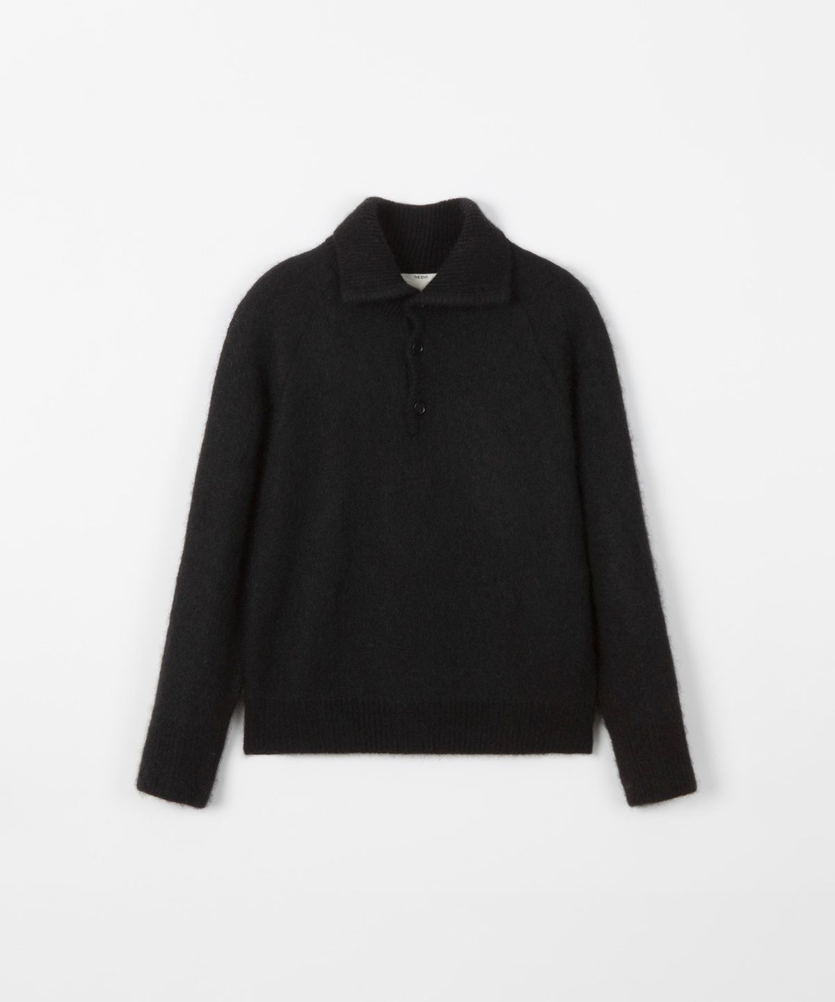 디앤드퀘스천(THEENDQUESTION) Kid mohair button turtle knit top / BLACK