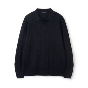 소프트 케이블 오픈카라 머슬 니트[네이비]