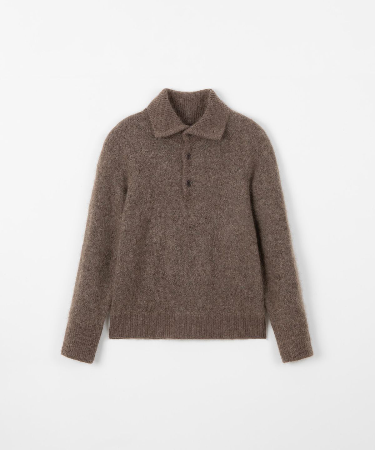 디앤드퀘스천(THEENDQUESTION) Kid mohair button turtle knit top / BROWN