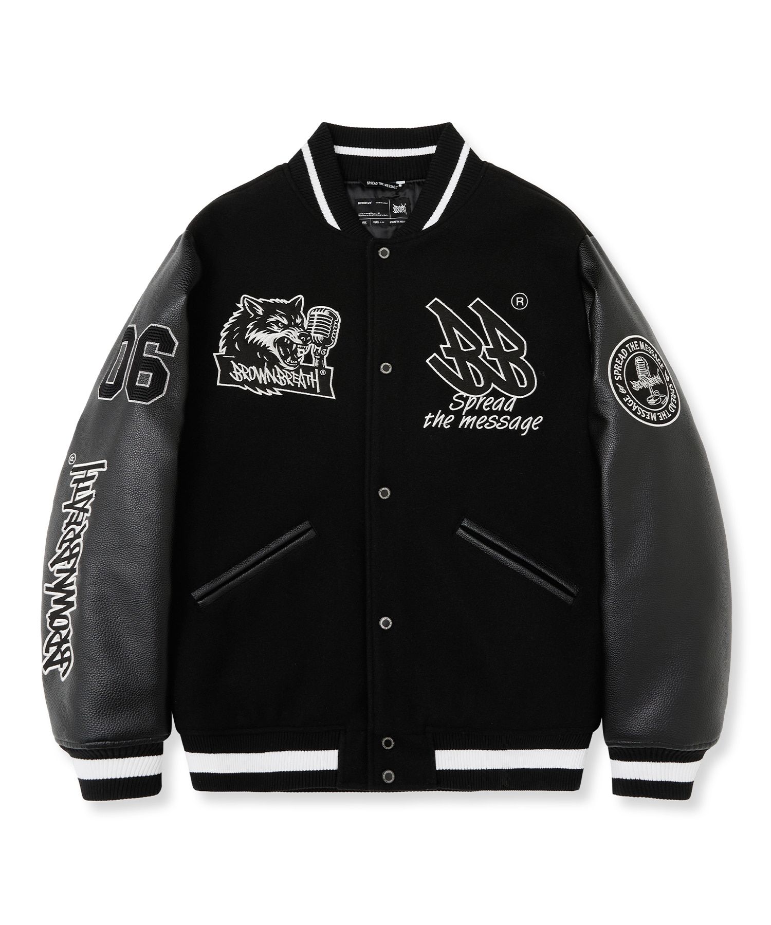 MUSINSA公式 | BROWNBREATH BB VARSITY JACKET - BLACK